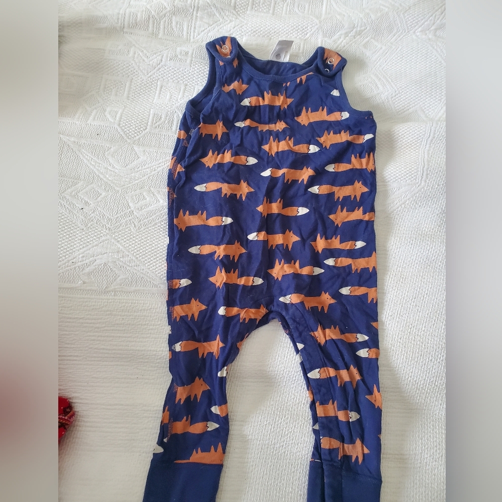Hanna Andersson 3T fox knit overall set